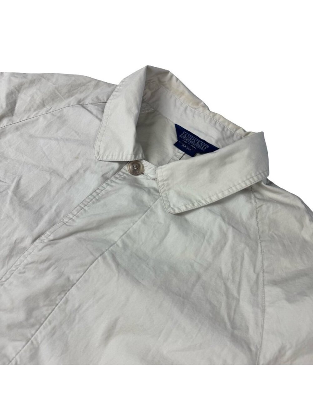 VTG Lands End Men's Belted Trench Coat Overcoat Hidden Buttons Ivory • M 38-40